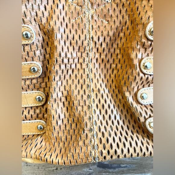 Jimmy Choo bardia bag brown leather hobo shoulder bag perforated leather luxury - Picture 8 of 16